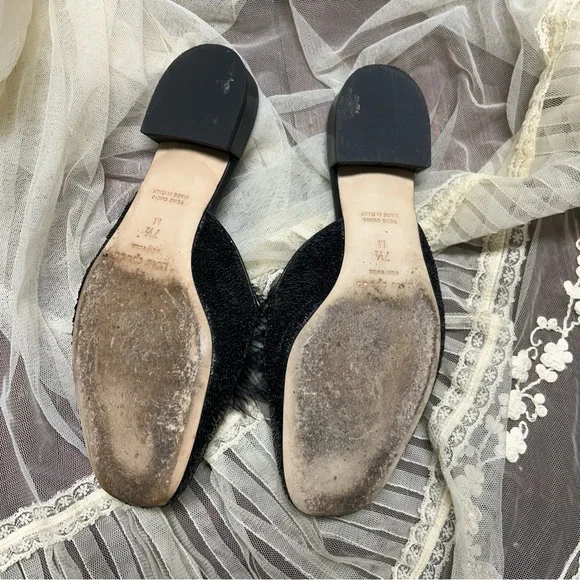 Kate Spade black sequin flat with feather details size 7.5 step un - Picture 5 of 6